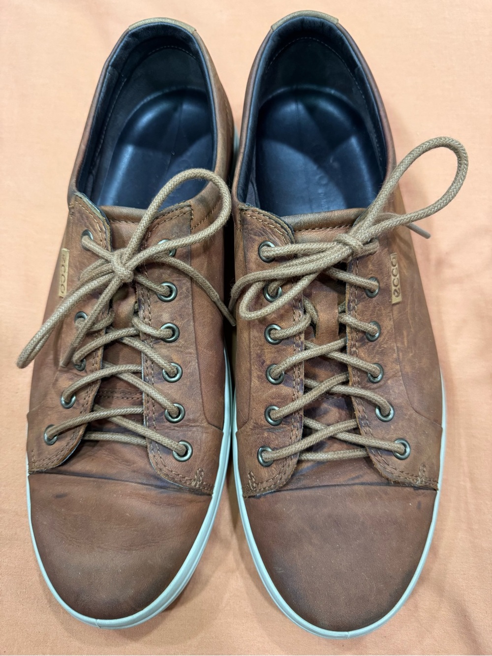 ECCO Brown Leather Sneakers Men’s Size 12 EU 46 Comfort Casual Shoes
